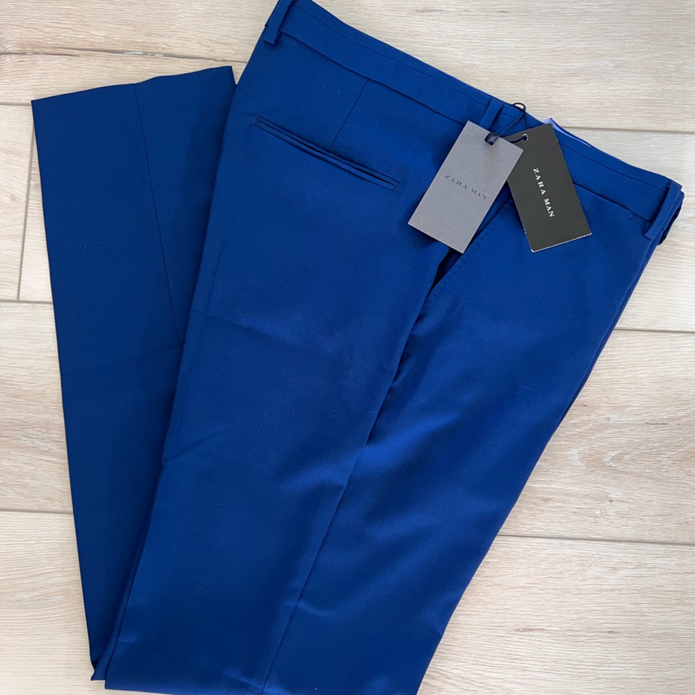 ZARA MAN ROYAL BLUE DRESS SUIT PANTS NWT